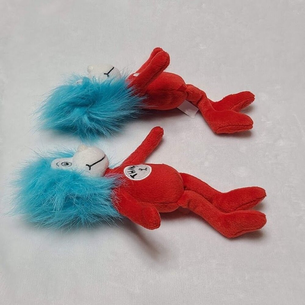Dr Seuss Thing 1 & 2 Cat In The Hat 10" Plush Stuffed Dolls 2016 Manhattan Toy - Picture 6 of 12